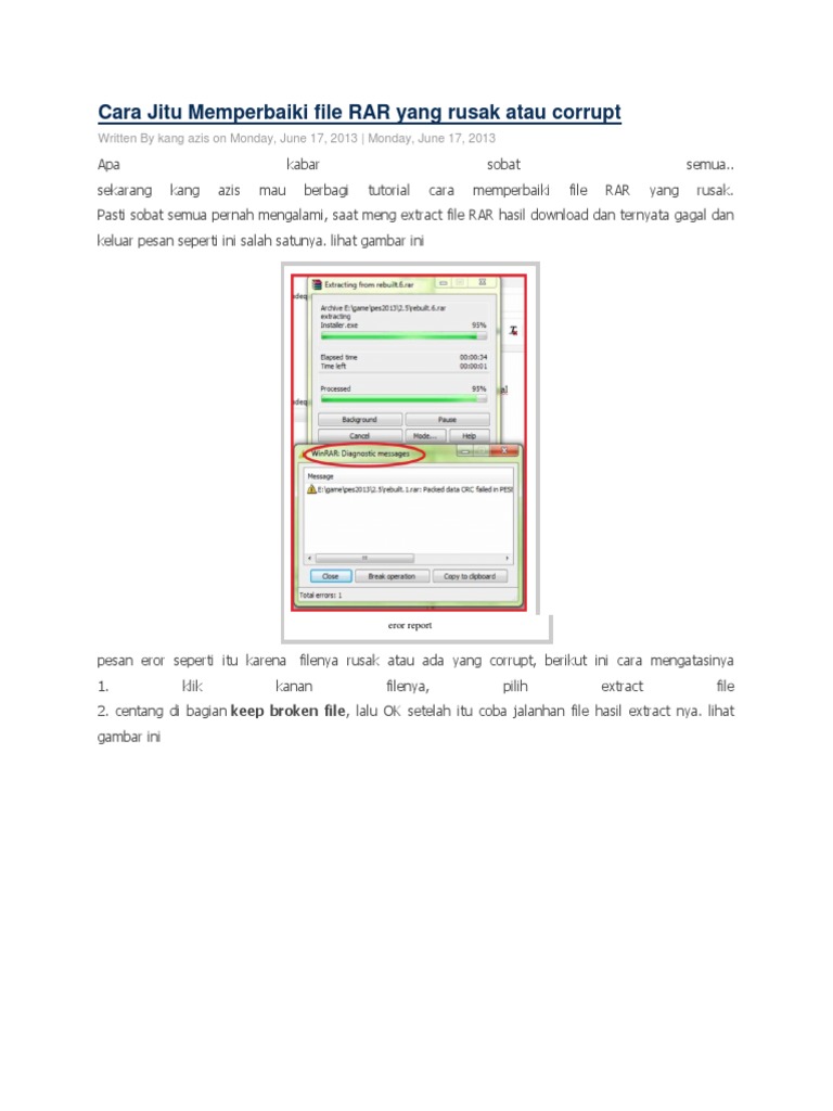 Cara Jitu Memperbaiki File RAR Yang Rusak Atau Corrupt