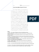 Human Body Word Search Puzzle: Clues