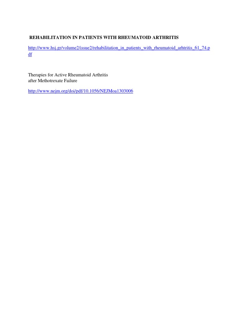 Rheumatoid Arthritis Rehab Guide | PDF