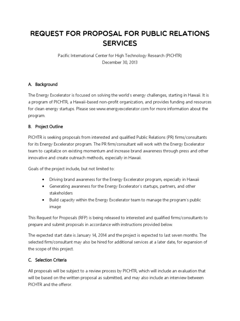 RFP for Public Relations Services | PDF | Indemnity | General Contractor