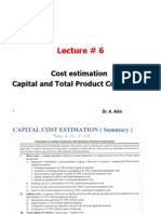 Lecture # 6 Cost Estimation II