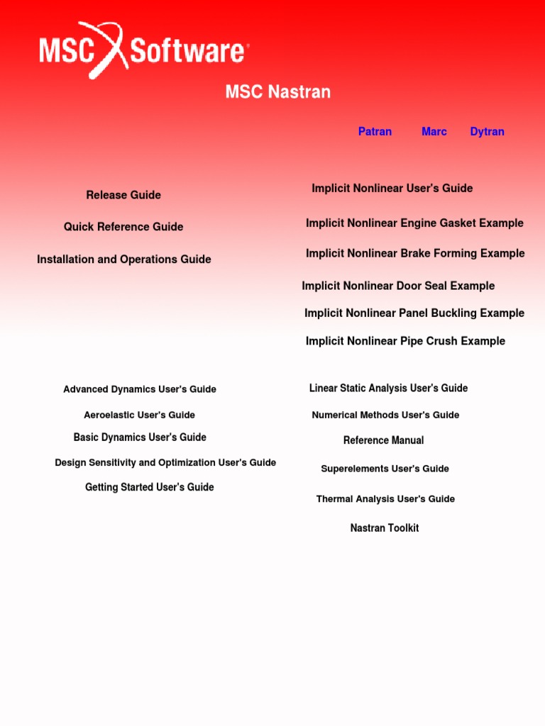 MSC Nastran User Guides Overview | PDF