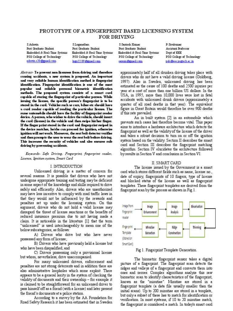 Prototype of A Fingerprint Based Licensing System For Driving | PDF ...