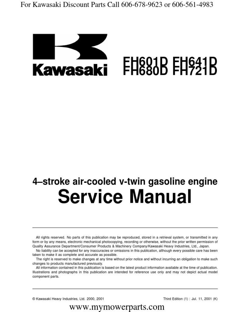 Fh601d Fh641d Fh680d Fh721d Kawasaki Service Repair Manual 99924206002 ...