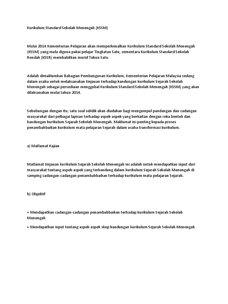 Kurikulum Standard Sekolah Menengah  PDF