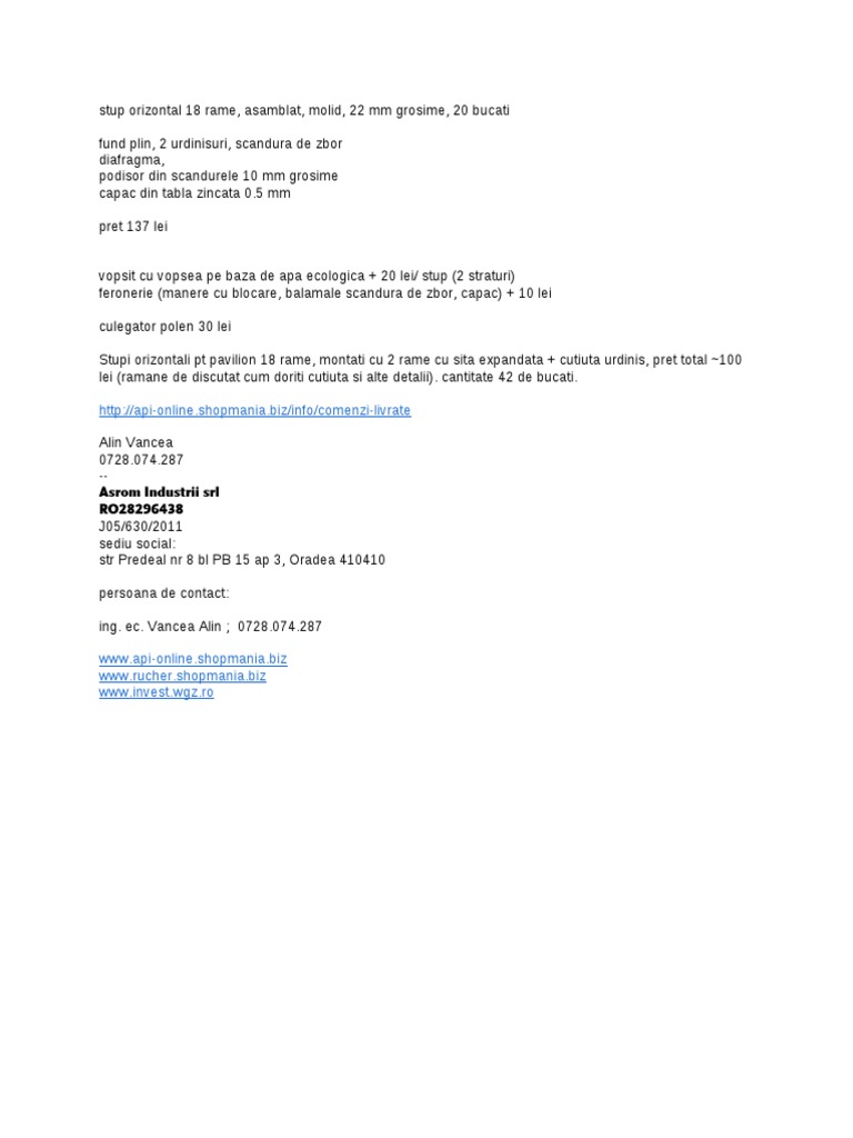 Stup Orizontal 18 Rame | PDF