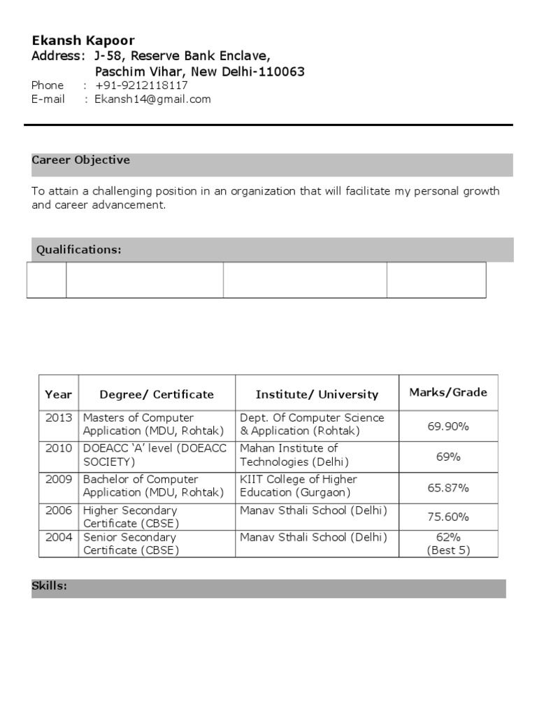 Ekansh Kapoor - Computer Science Resume | PDF