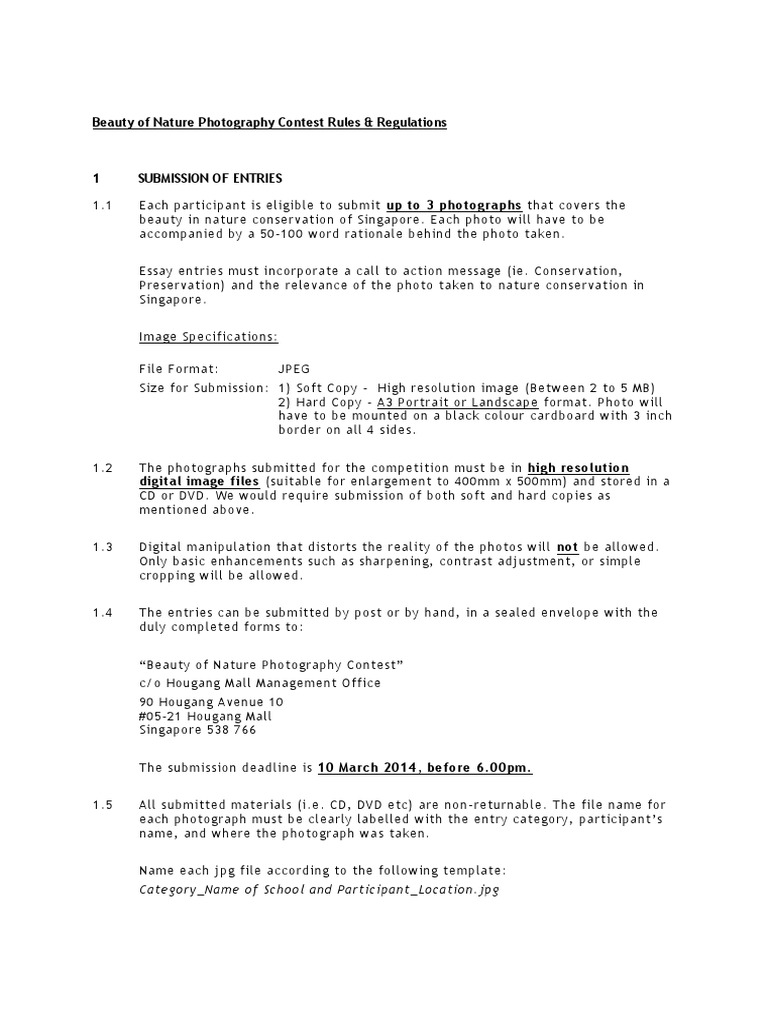 Beauty of Nature Photography Contest Rules Regulations 1 PDF
