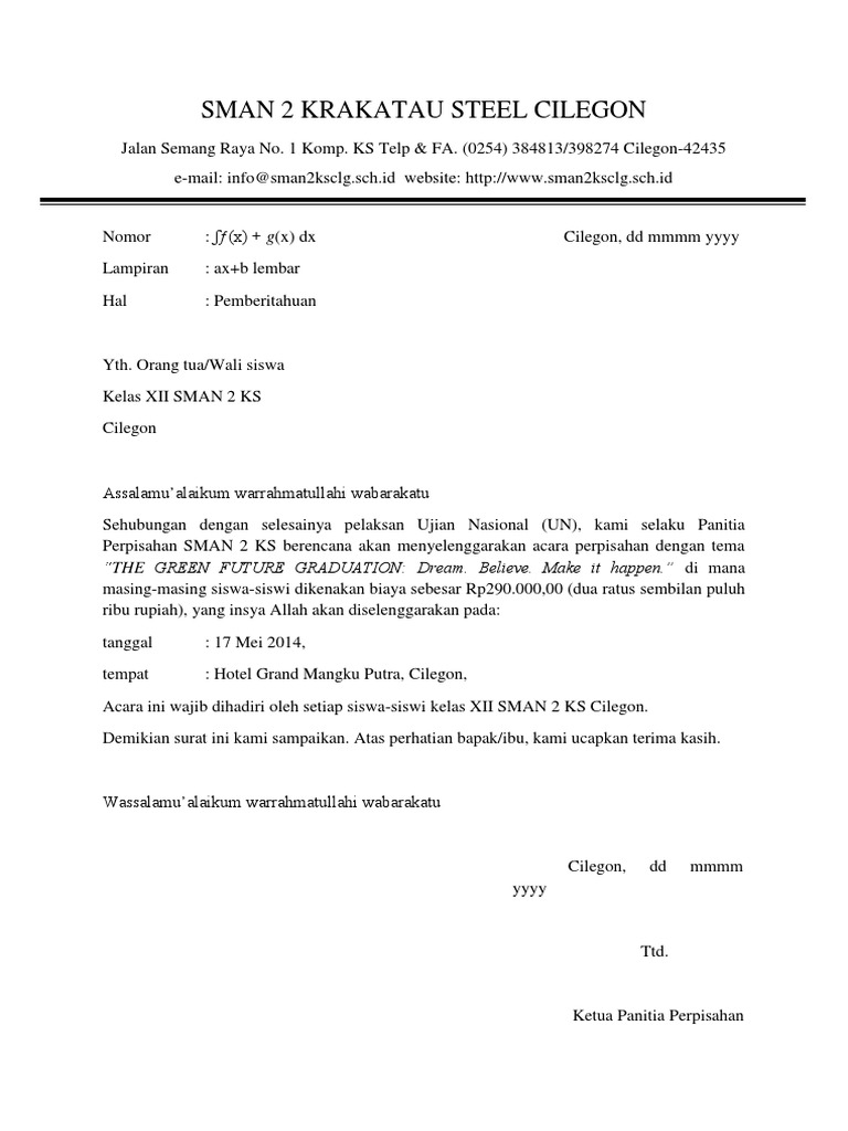 Surat Resmi Tentang Perpisahan Sekolah - Coin Film
