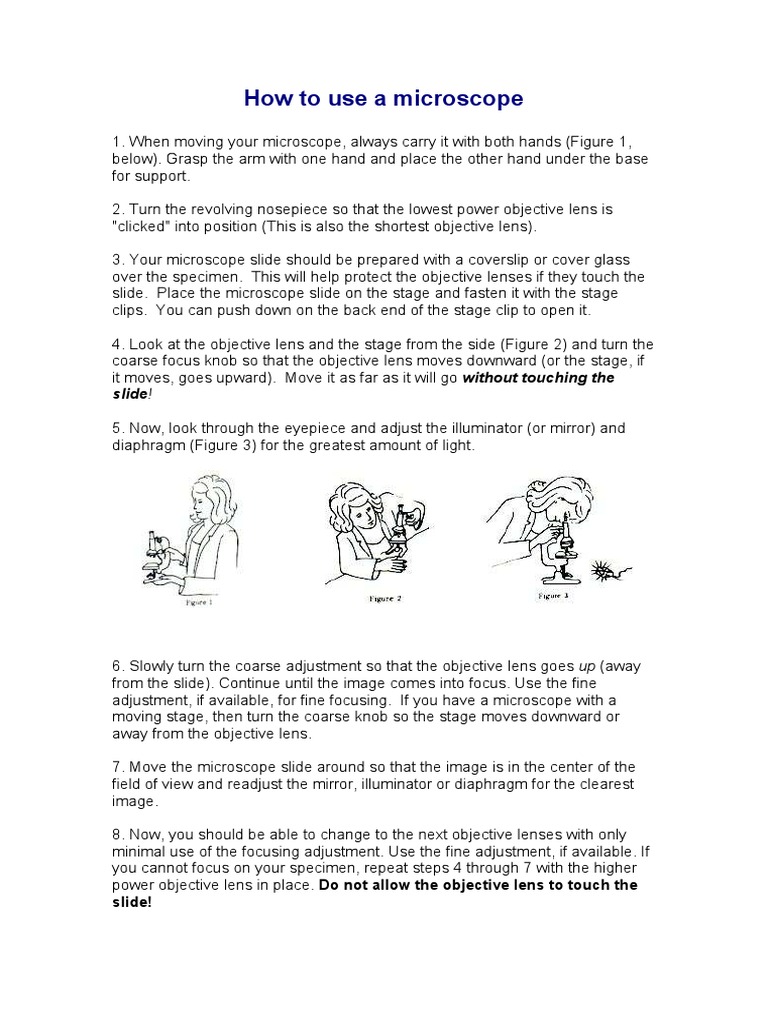 Steps for Using a Microscope | PDF - Scribd