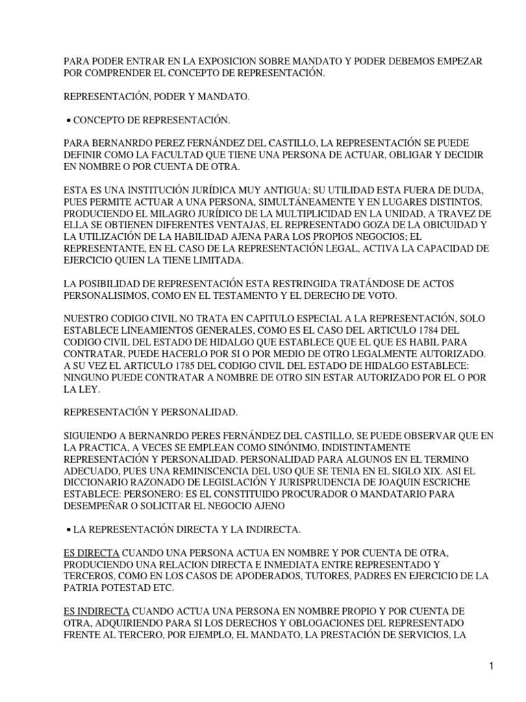 Mandato y Representación Jurídica | PDF | Política | Ciencias sociales