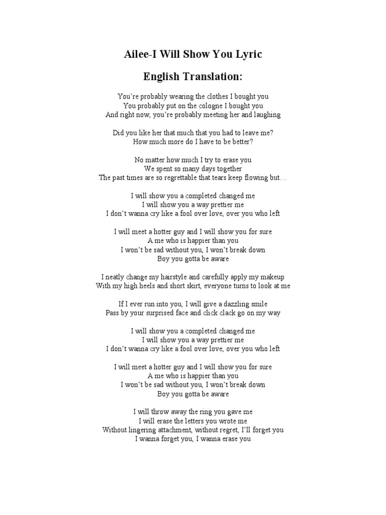 Ailee I Will Show You Lyric English Translation