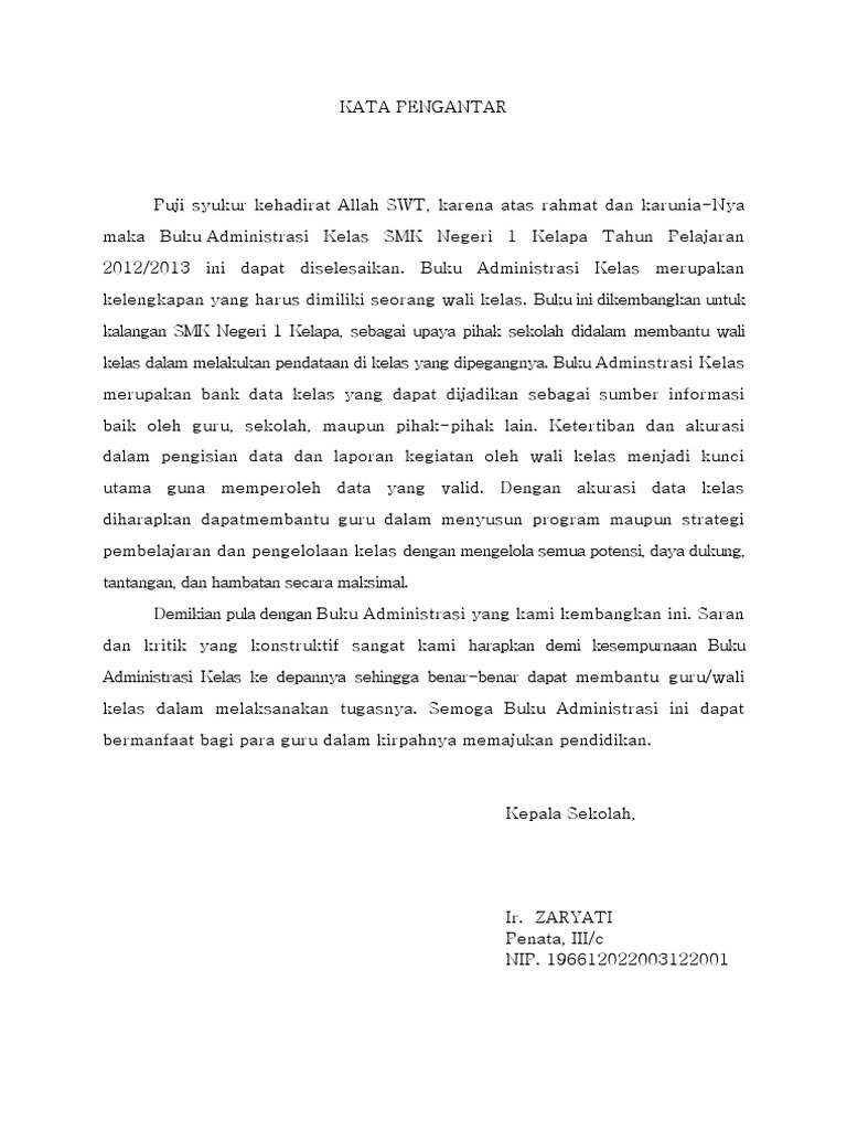 Laporan Wali Kelas