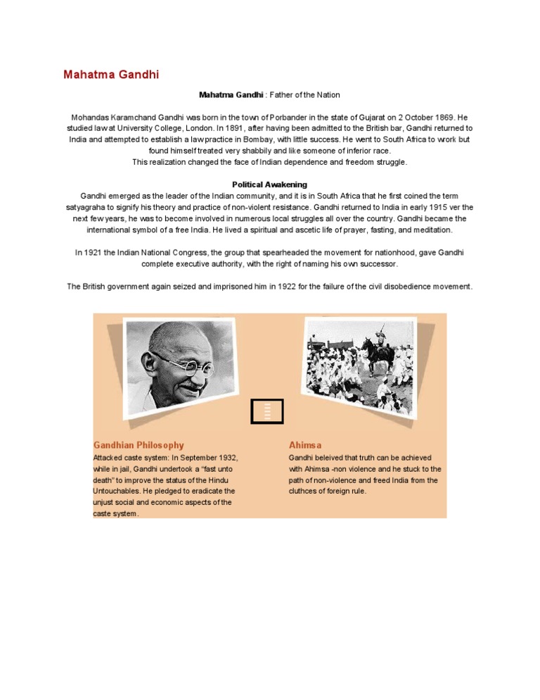 Mahatma Gandhi: Leader of Non-Violence | PDF | Mahatma Gandhi | Nonviolence