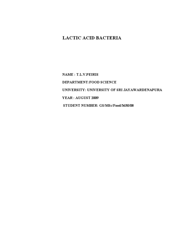 Lactic Acid Bacteria in Food Science | PDF | Glycolysis | Fermentation