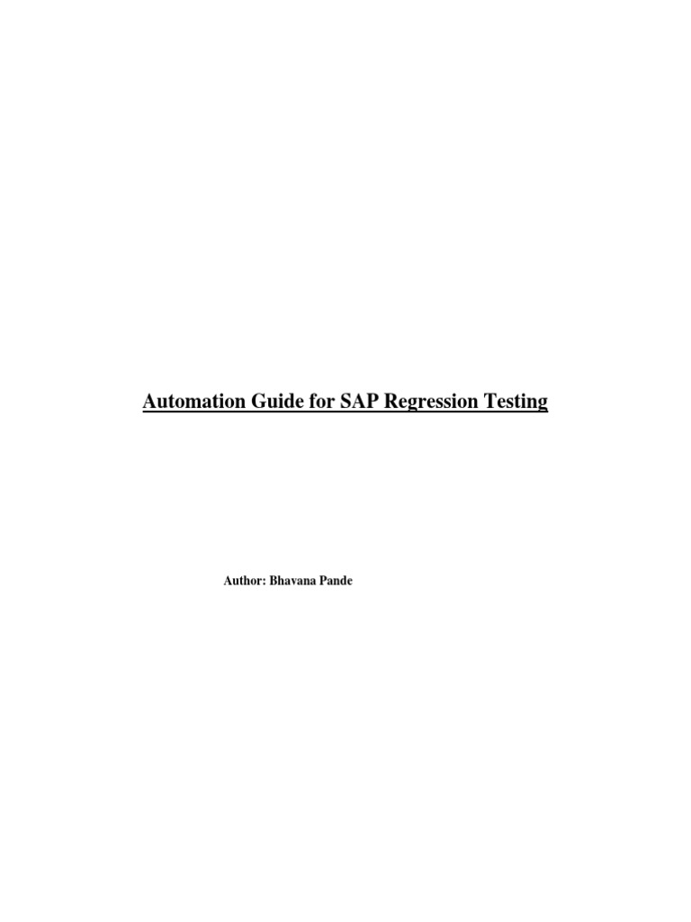 SAP Regression Testing Automation Guide | PDF