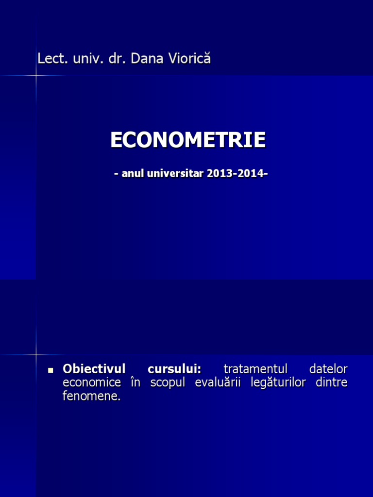 Curs Econometrie Anul Ii Semestrul I