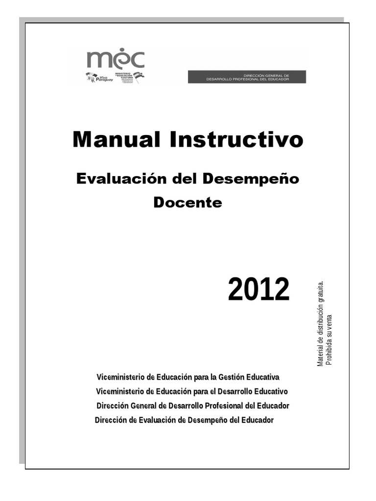 Manual de Evaluación del Desempeño Docente | PDF | Evaluación | Maestros