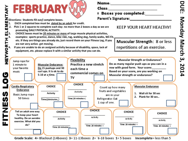 Feb Fitness Log | PDF