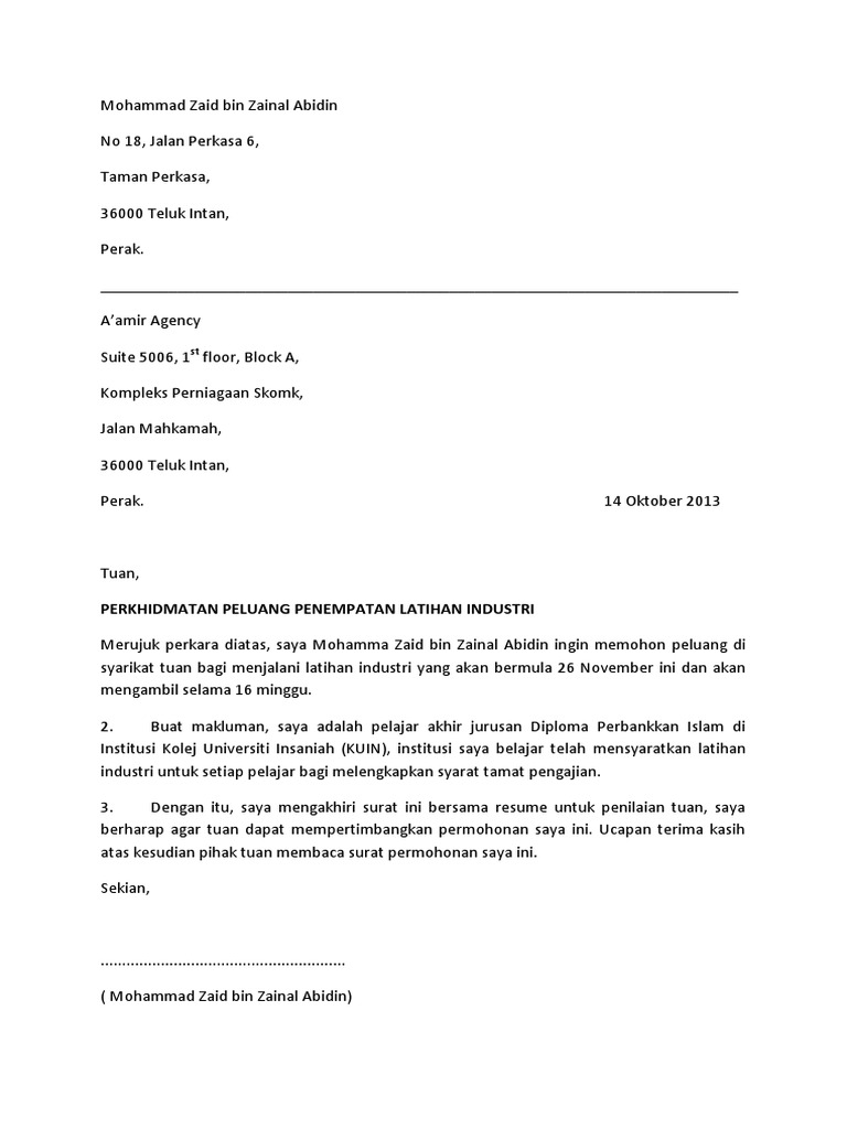 Surat Iringan Resume