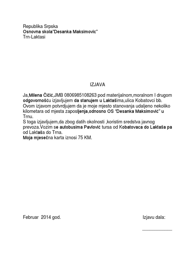 Izjava | PDF