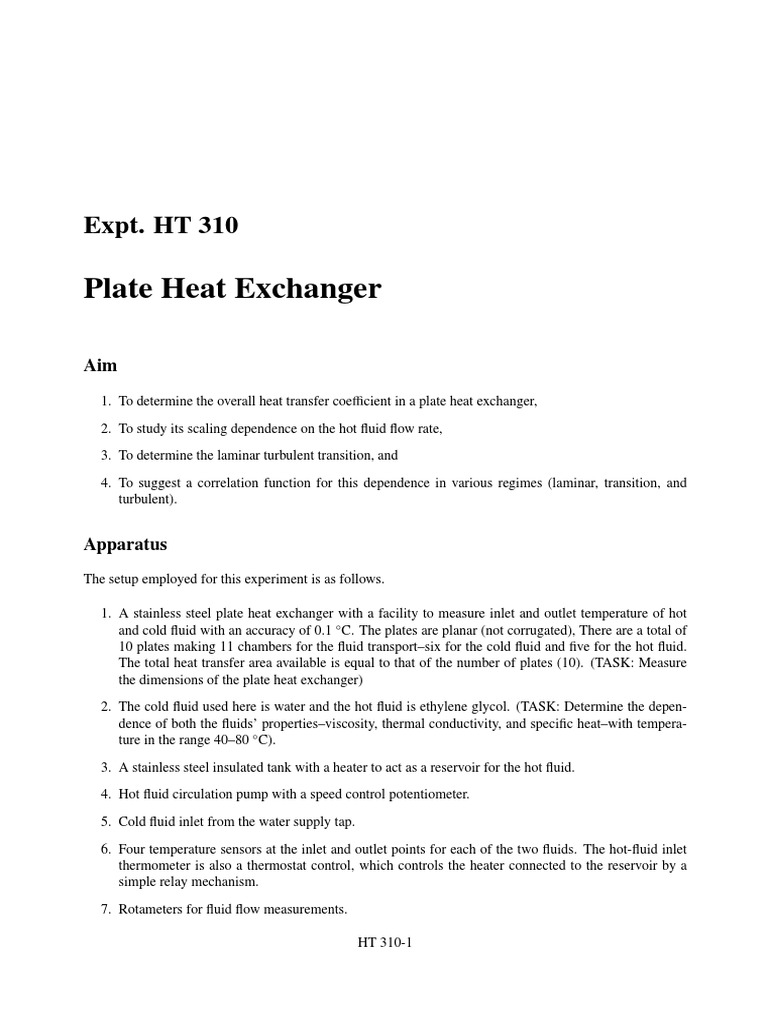 Plate Heat Exchanger Experiment Guide | PDF | Technology & Engineering