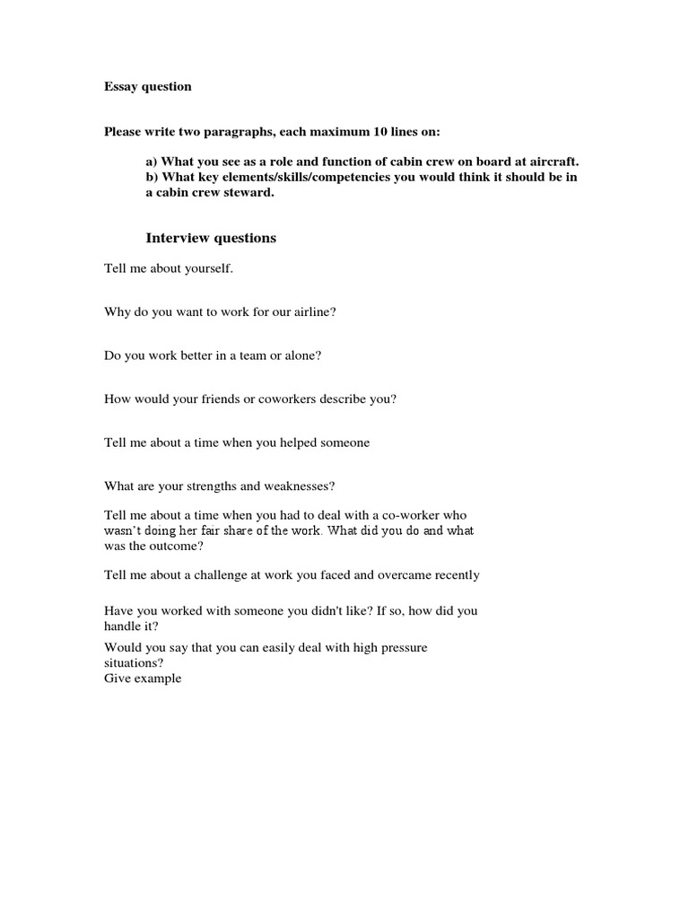 Interview Questions: Essay Question | PDF | Self-Improvement