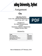 Assignment On: Adjusting Entries Advanced Financial Accounting