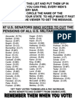 67 Senators Vs Vets