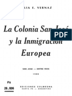 Vernaz. La Colonia San José y La Inmigración Europea.