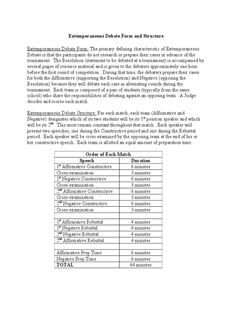 Extemporaneous Debate Form and Structure | PDF | Human Communication ...