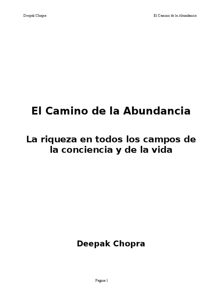Chopra Deepak El Camino de La Abundancia 1 | PDF | Importar | Esencia
