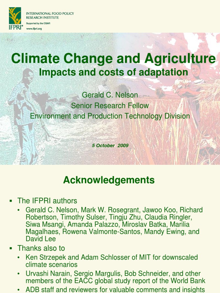 Presentation: Climate Change Impact On Agriculture and Costs of ...
