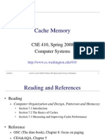 Cache Memory: CSE 410, Spring 2008 Computer Systems