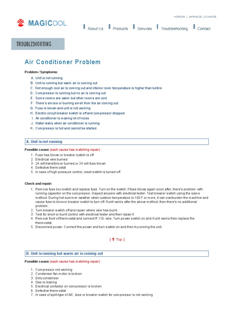 Troubleshooting Air Conditioner | PDF | Thermostat | Mechanical Fan