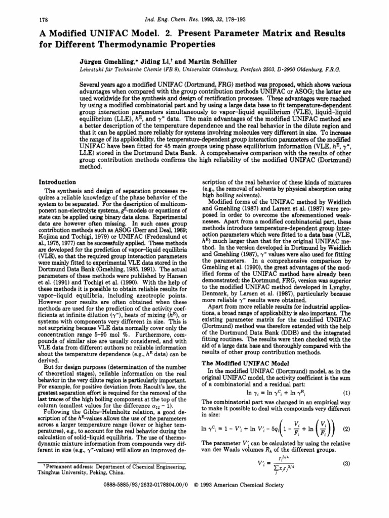 Modified UNIFAC Model Overview | PDF | Physical Chemistry | Chemistry