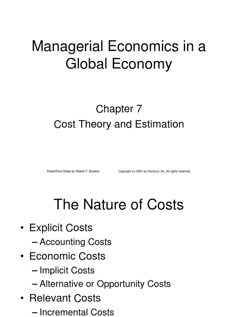 Managerial Economics in A Global Economy: Cost Theory and Estimation ...