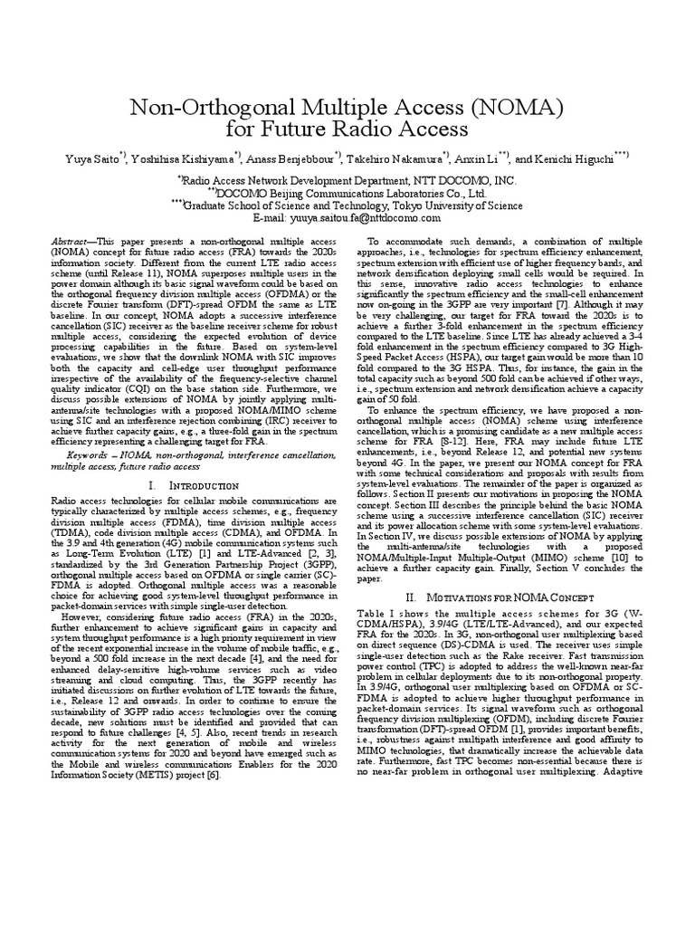Advancements in NOMA for Future Access | PDF | Mimo | Orthogonal ...