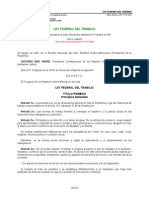 Ley Federal Del Trabajo: Nueva Ley Publicada en El Diario Oficial de La Federación El 1º de Abril de 1970 Texto Vigente