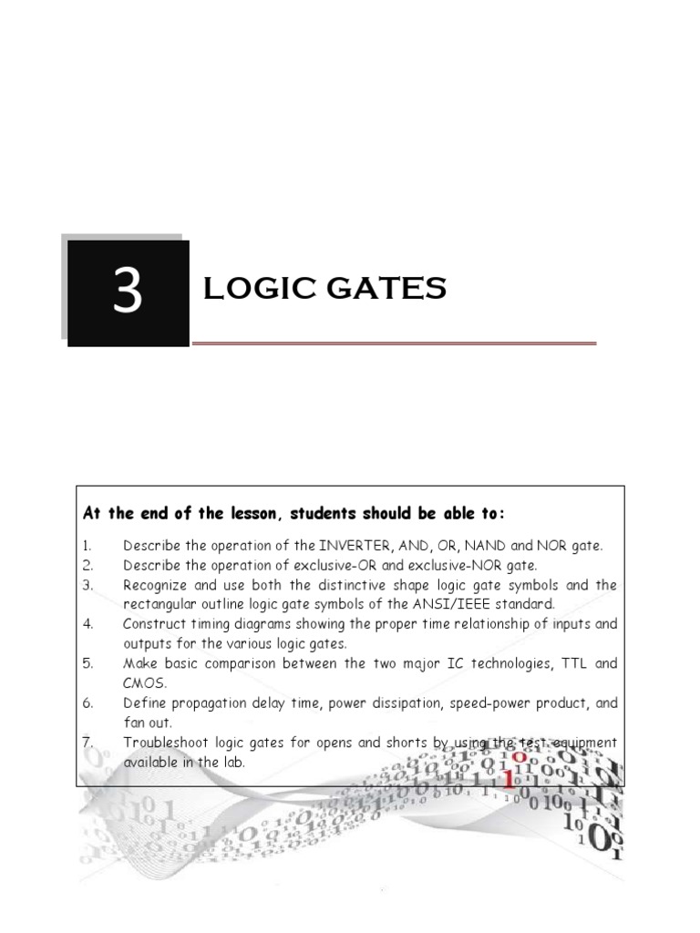 Basic Digital Electronics Unit 3 PDF Cmos Logic Gate
