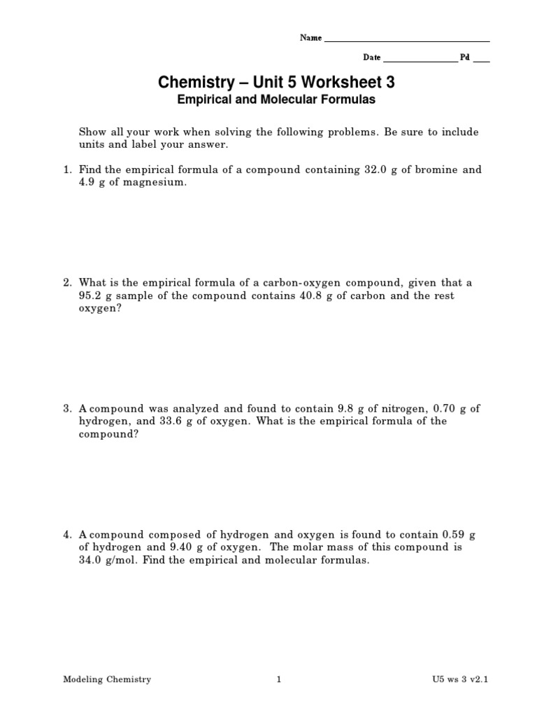 Chemistry Formulas Worksheet | PDF | Teaching Methods & Materials ...