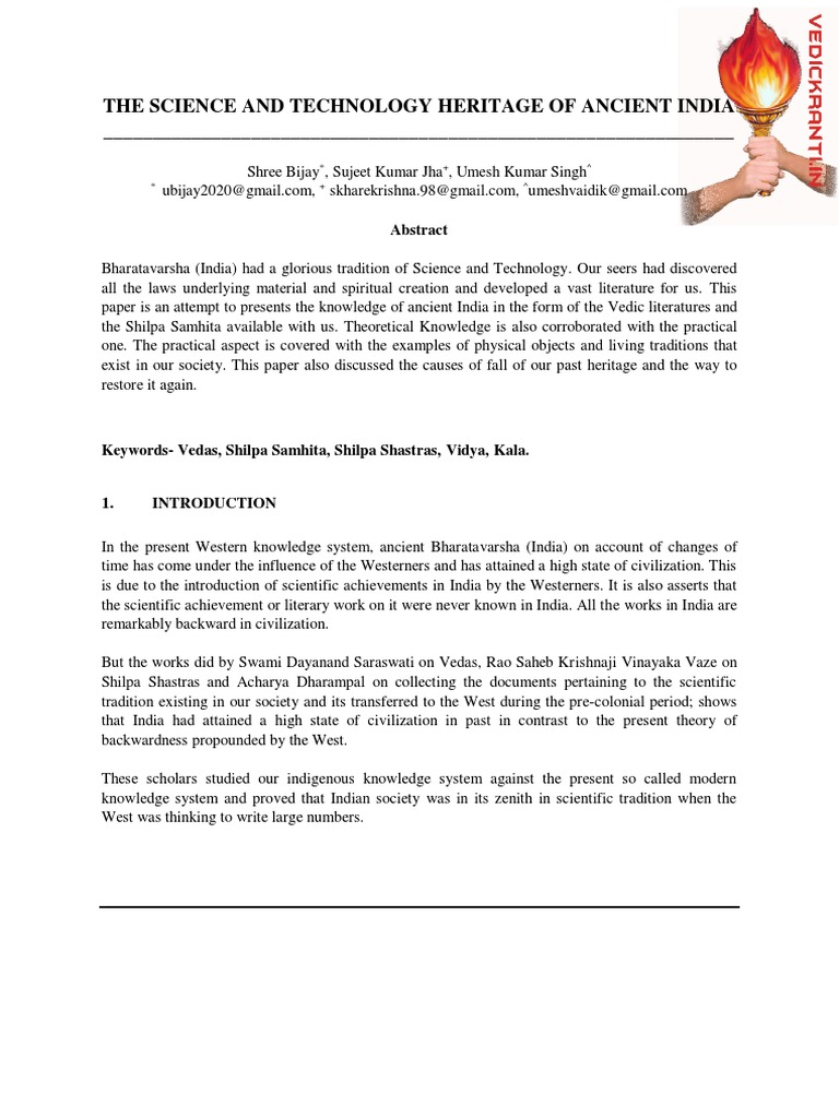 Ancient India's Science and Technology Heritage | PDF | Vedas | Science