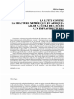 Olivier Sagna. La Lutte Contre La Fracture Numérique en Afrique: Aller Au Delà de L'accès Aux Infrastructures. Hermès N° 45, 2006, P. 15-24