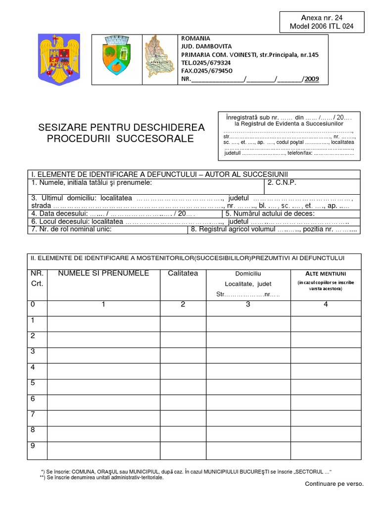 anexa 24 succesiuni