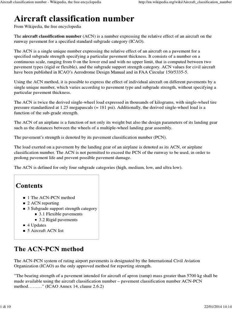 Aircraft Classification Number Aviation Aircraft