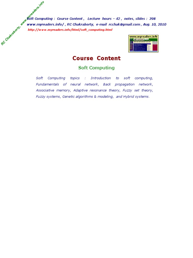 Soft Computing Course Overview | PDF | Computers