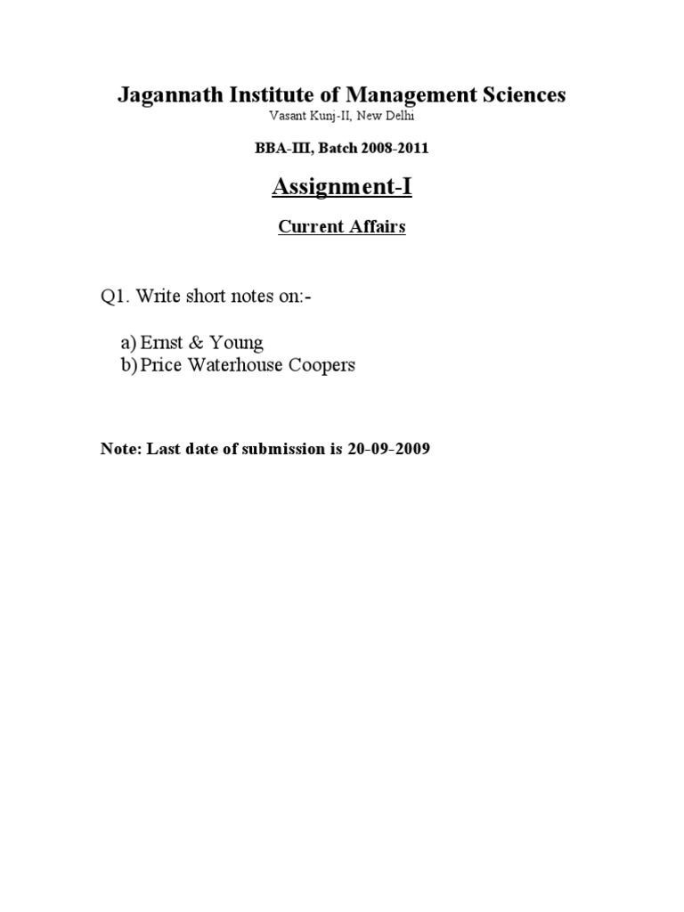 BBA Assignment Overview: Current Affairs & Management | PDF | Mean ...