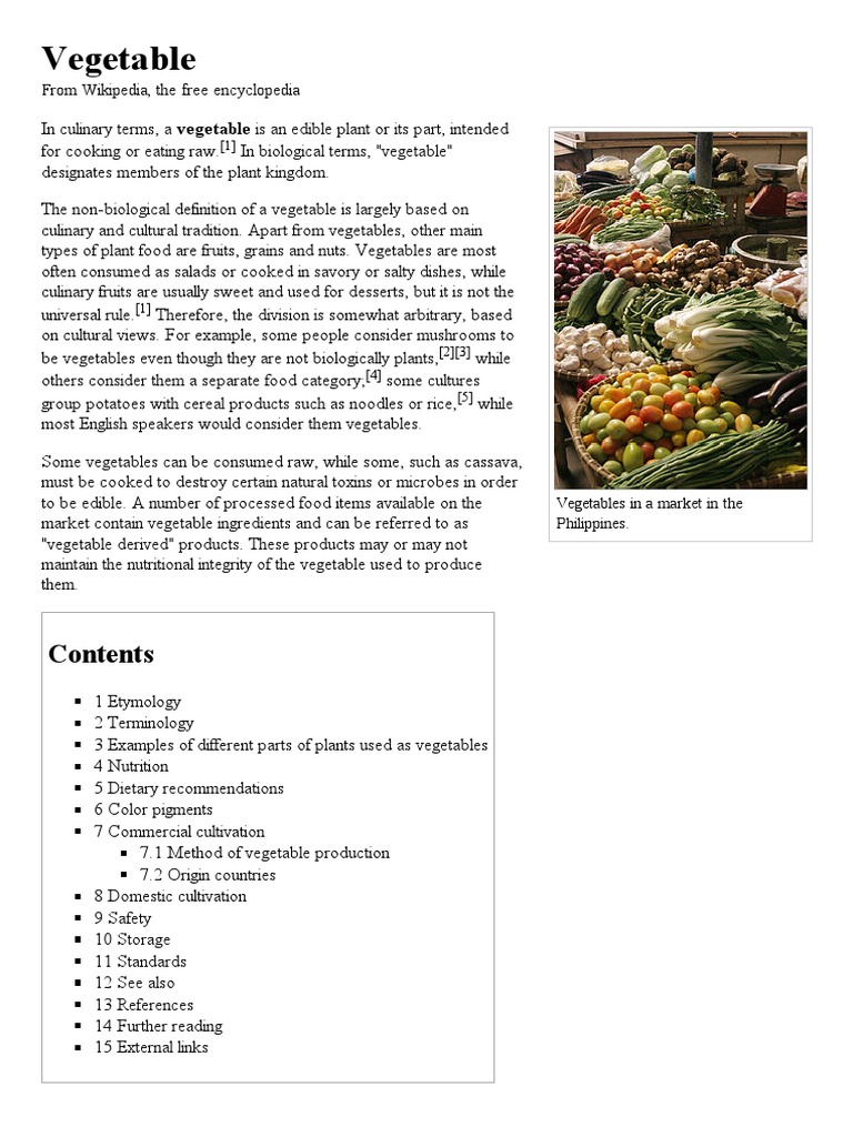 Vegetable Wikipedia, the free encyclopedia.pdfu Vegetables Fruit