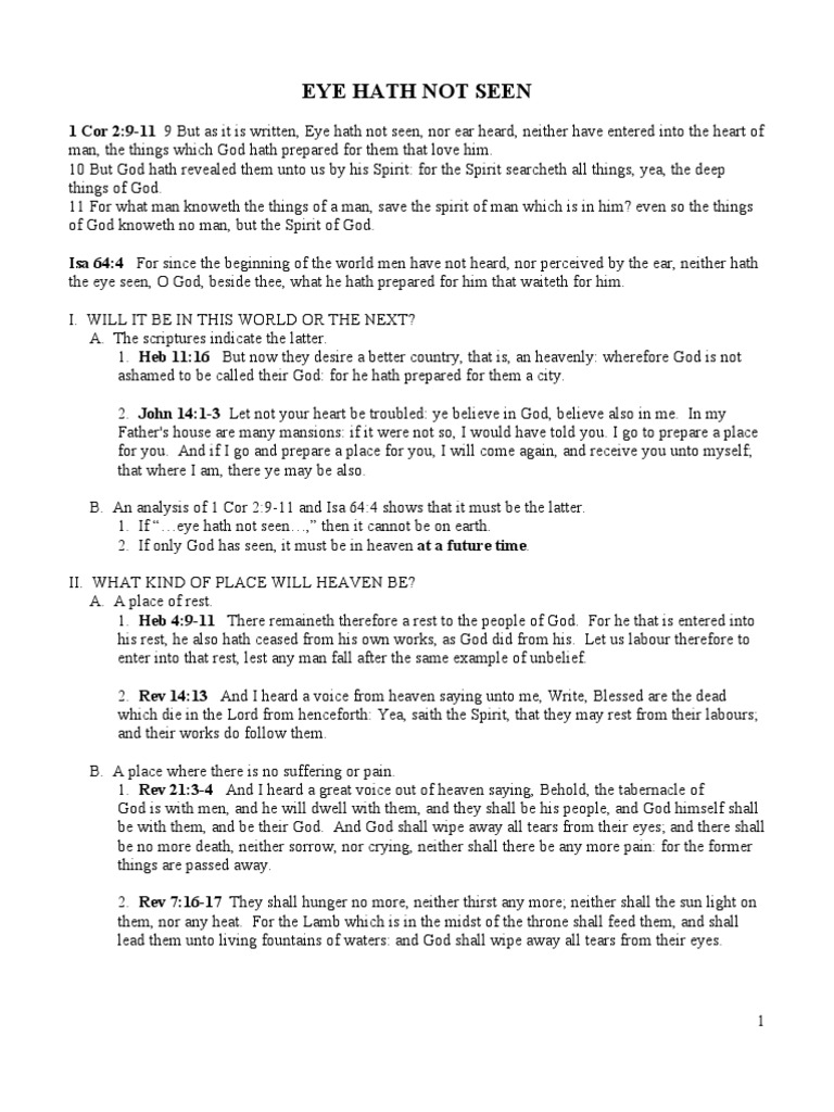 Eye Hath Not Seen Revised Outline and Sermon by Charles A. Yawn PDF