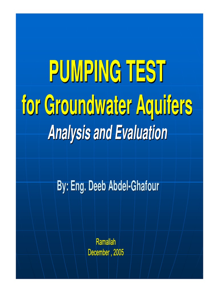 Pumping Test Hydrogeology Aquifer